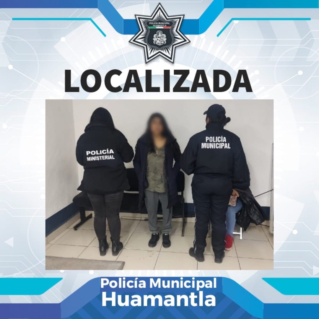 Ubican policías municipales de Huamantla a salvo a mujer con ficha de búsqueda